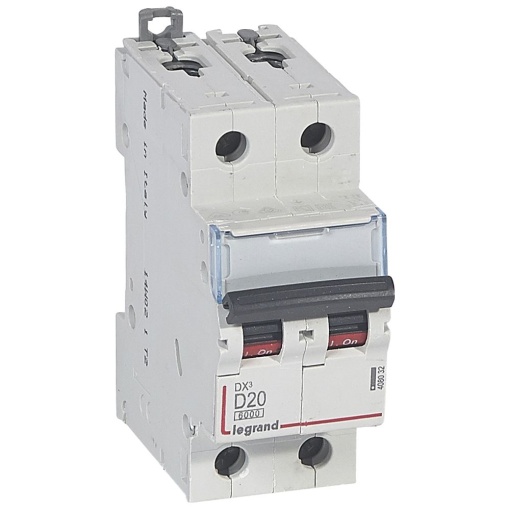 Disjuntor DX³ 6000 - 10 kA - 2P - 230400 V - 20 A - Curva D - 2 mód