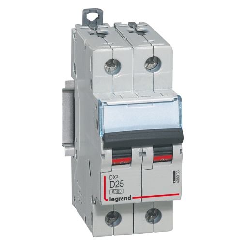 Disjuntor DX³ 6000 - 10 kA - 2P - 230400 V - 25 A - Curva D - 2 mód