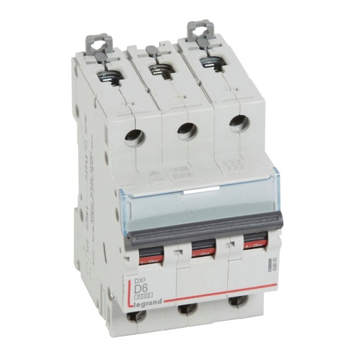 Disjuntor DX³ 6000 - 10 kA - 3P - 400 V - 6 A - Curva D - 3 mód