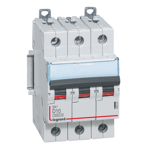 Disjuntor DX³ 6000 - 10 kA - 3P - 400 V - 10 A - Curva D - 3 mód
