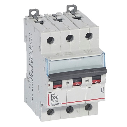 Disjuntor DX³ 6000 - 10 kA - 3P - 400 V - 20 A - Curva D - 3 mód