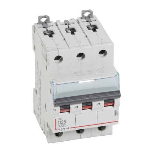 Disjuntor DX³ 6000 - 10 kA - 3P - 400 V - 25 A - Curva D - 3 mód