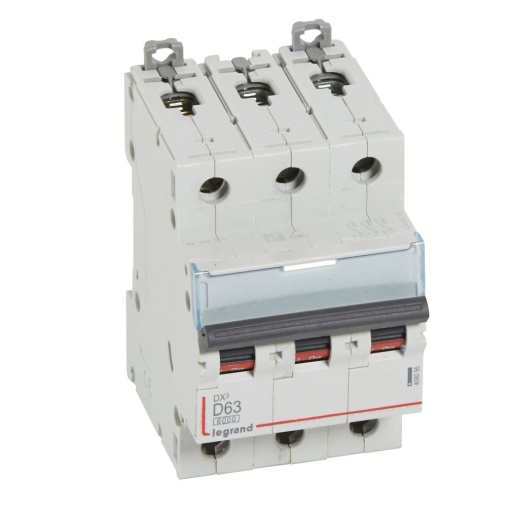 Disjuntor DX³ 6000 - 10 kA - 3P - 400 V - 63 A - Curva D - 3 mód