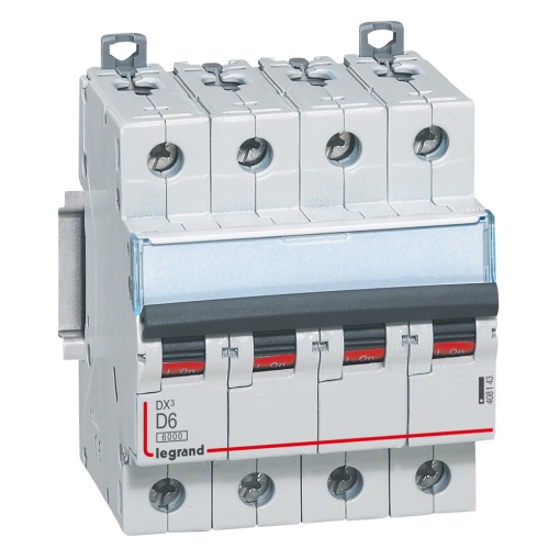 Disjuntor DX³ 6000 - 10 kA - 4P - 400 V - 6 A - Curva D - 4 mód