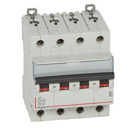 Disjuntor DX³ 6000 - 10 kA - 4P - 400 V - 10 A - Curva D - 4 mód