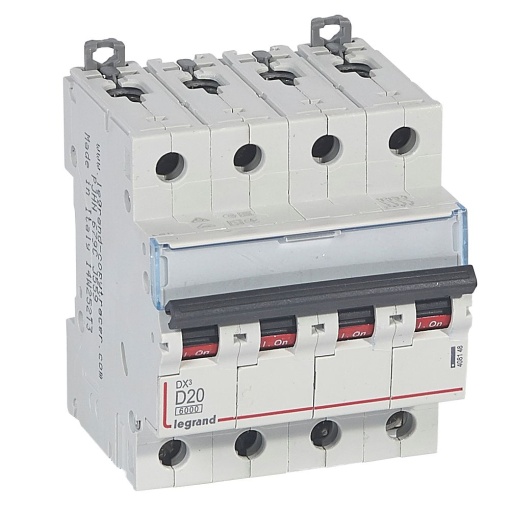 Disjuntor DX³ 6000 - 10 kA - 4P - 400 V - 20 A - Curva D - 4 mód