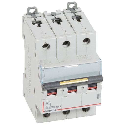 Disjuntores DX3 - 10000A16kA - 3P - 400 V - 6A - curva C - 3 módulos