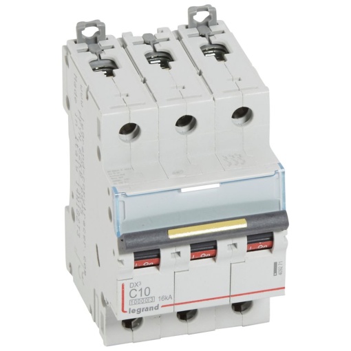 Disjuntores DX3 - 10000A16kA - 3P - 400 V - 10A - curva C - 3 módulos