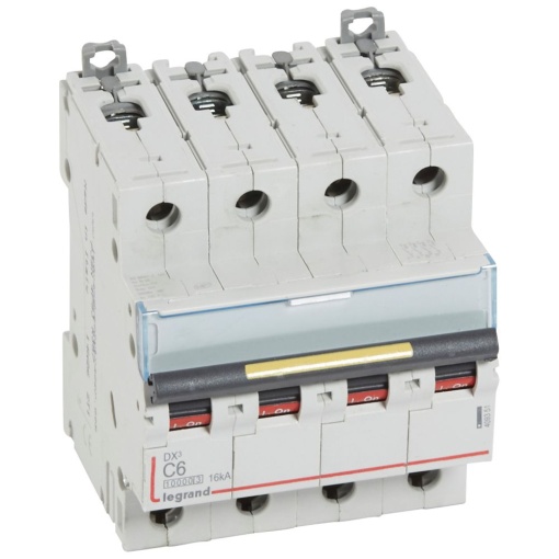 Disjuntores DX3 - 10000A16kA - 4P - 400 V - 6A - curva C - 4 módulos