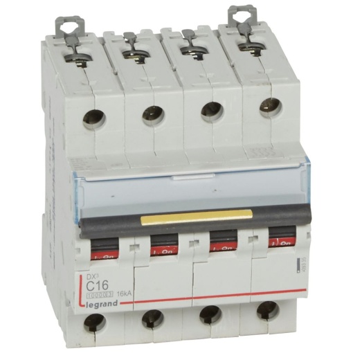 Disjuntores DX3 - 10000A16kA - 4P - 400 V - 16A - curva C - 4 módulos