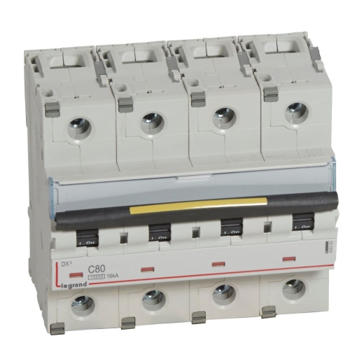 Disjuntores DX3 - 10000A16kA - 4P - 400 V - 80A - curva C - 6 módulos