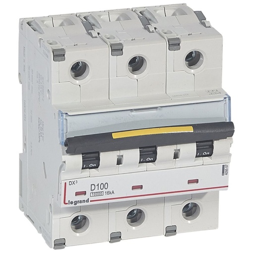 Disjuntores DX3 - 10000A16kA - 3P - 400 V - 100A - curva D - 4,5 módulos