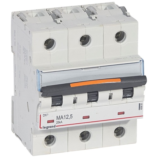 Disjuntores DX3 - 25kA - 3P - 230400 V - 12,5 A - curva MA - 4,5 módulos