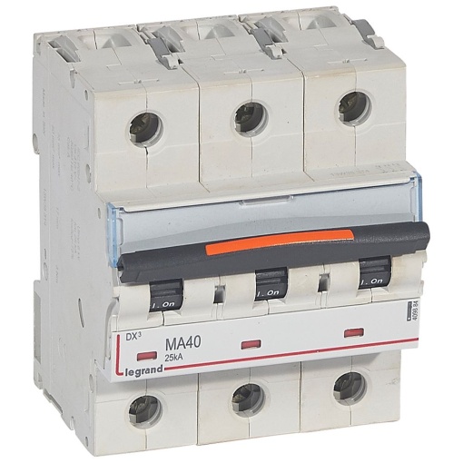 Disjuntores DX3 - 25kA - 3P - 230400 V - 40 A - curva MA - 4,5 módulos