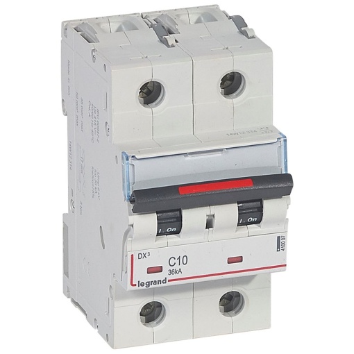 Disjuntores DX3 - 36kA - 2P - 230400 V - 10 A - curva C - 3 módulos