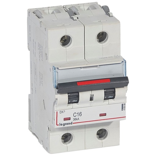 Disjuntores DX3 - 36kA - 2P - 230400 V - 16 A - curva C - 3 módulos