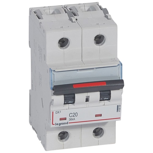 Disjuntores DX3 - 36kA - 2P - 230400 V - 20 A - curva C - 3 módulos