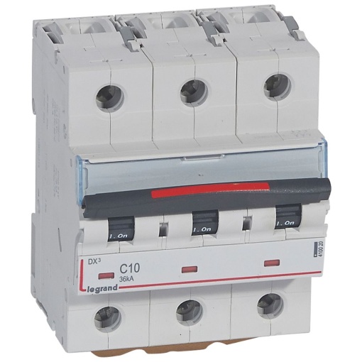 Disjuntores DX3 - 36kA - 3P - 400 V - 16 A - curva C - 4,5 módulos