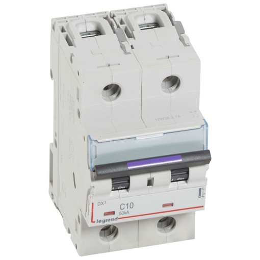 Disjuntores DX3 - 50kA - 2P - 230400 V - 10 A - curva C - 3 módulos