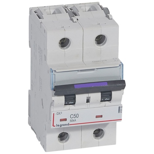 Disjuntores DX3 - 50kA - 2P - 230400 V - 50 A - curva C - 3 módulos