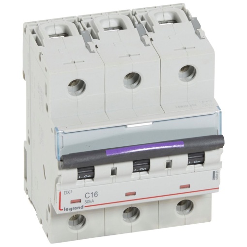 Disjuntores DX3 - 50kA - 3P - 400 V - 16 A - curva C - 4,5 módulos