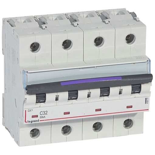 Disjuntores DX3 - 50kA - 4P - 400 V - 32 A - curva C - 6 módulos