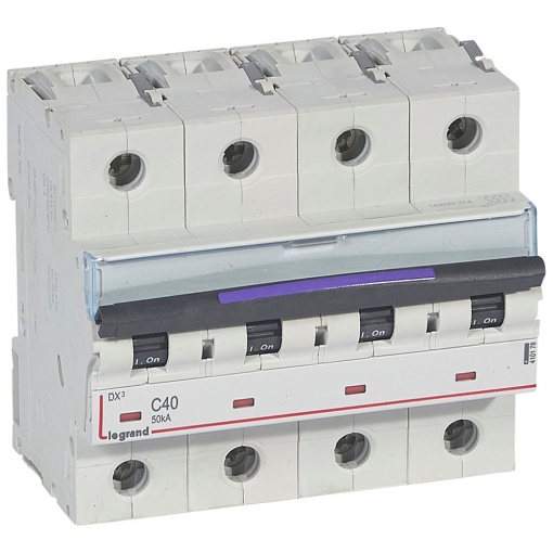 Disjuntores DX3 - 50kA - 4P - 400 V - 40 A - curva C - 6 módulos