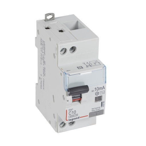 Disjuntor diferencial DX3 1PN C10 6000A10kA 10 mA - 2 módulos - tipo AC
