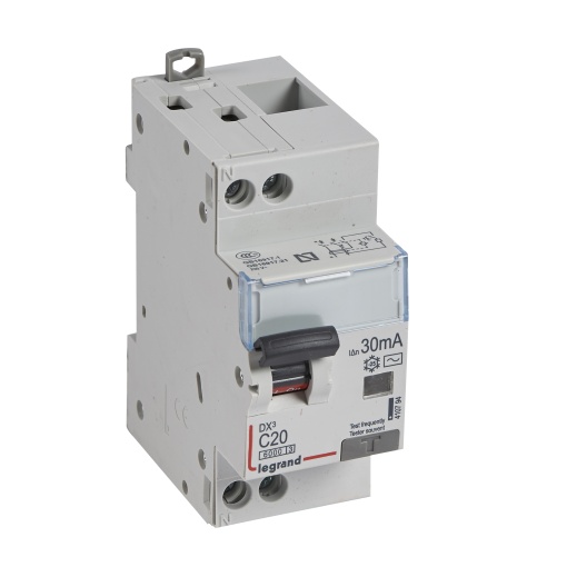 Disjuntor diferencial DX3 1PN C20 6000A10kA 30 mA - 2 módulos - tipo AC