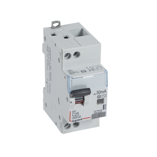Disjuntor diferencial DX3 1PN C25 6000A10kA 30 mA - 2 módulos - tipo AC