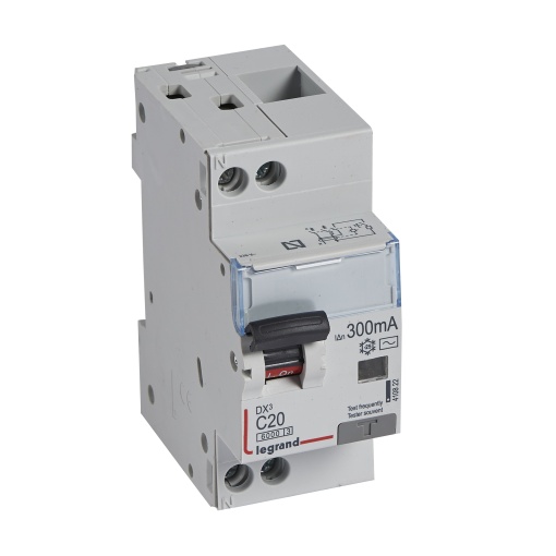 Disjuntor diferencial DX3 1PN C20 6000A10kA 300 mA - 2 módulos - tipo AC