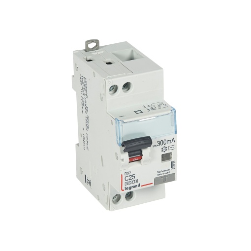 Disjuntor diferencial DX3 1PN C25 6000A10kA 300 mA - 2 módulos - tipo AC