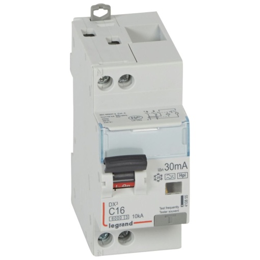 Disjuntor diferencial DX3 1PN C16 6000A10kA 30 mA - 2 módulos - tipo F