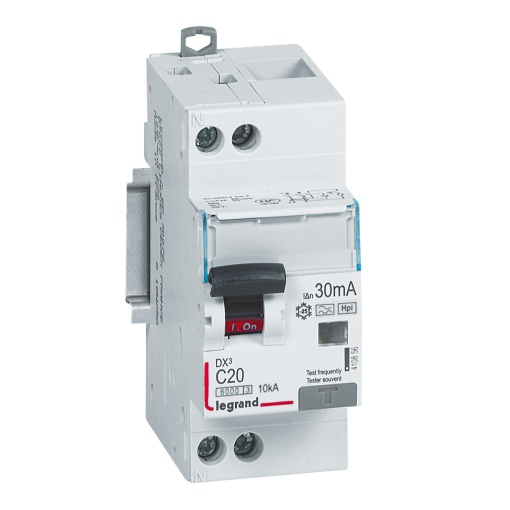 Disjuntor diferencial DX3 1PN C20 6000A10kA 30 mA - 2 módulos - tipo F