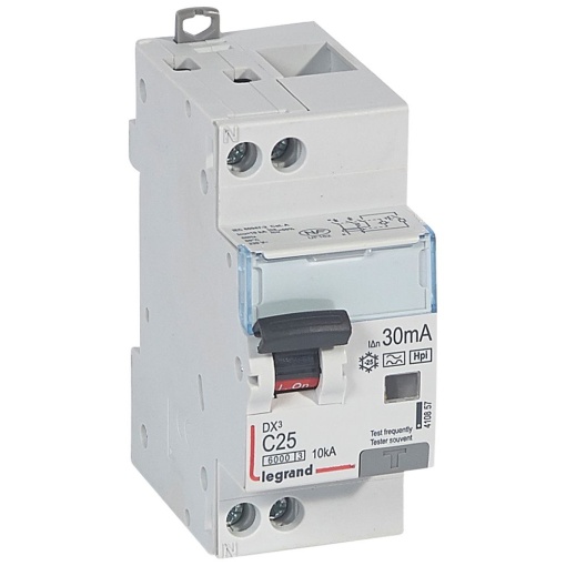 Disjuntor diferencial DX3 1PN C25 6000A10kA 30 mA - 2 módulos - tipo F