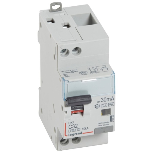 Disjuntor diferencial DX3 1PN C32 6000A10kA 30 mA - 2 módulos - tipo F
