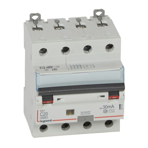 Disjuntor diferencial DX3 4P C20 6000A10kA 30 mA - 4 módulos - 400V- tipo AC