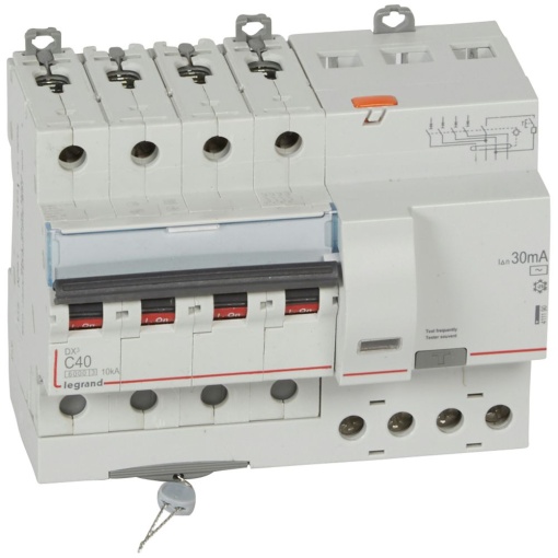 Disjuntor DX³ 6000 - 10 kA - 4P - 400 V - 40 A - 30 mA - tipo AC
