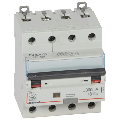 Disjuntor diferencial DX3 4P C20 6000A10kA 300 mA - 4 módulos - 400V- tipo AC