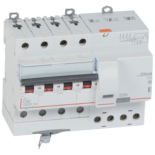 Disjuntor DX³ 6000 - 10 kA - 4P - 400 V - 40 A - 300 mA - tipo AC