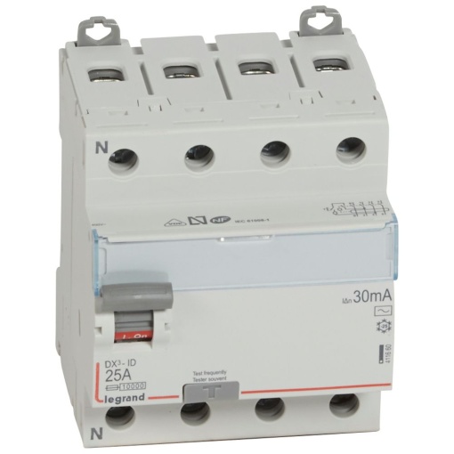 DX³-ID - Interruptor diferencial - 4P - 400 V- 25A 30mA Tipo AC