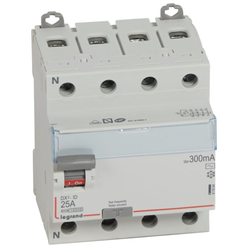 DX³-ID - Interruptor diferencial - 4P - 400 V- 25A 300mA Tipo AC