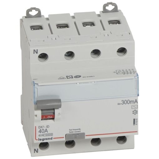 DX³-ID - Interruptor diferencial - 4P - 400 V- 40A 300mA Tipo AC