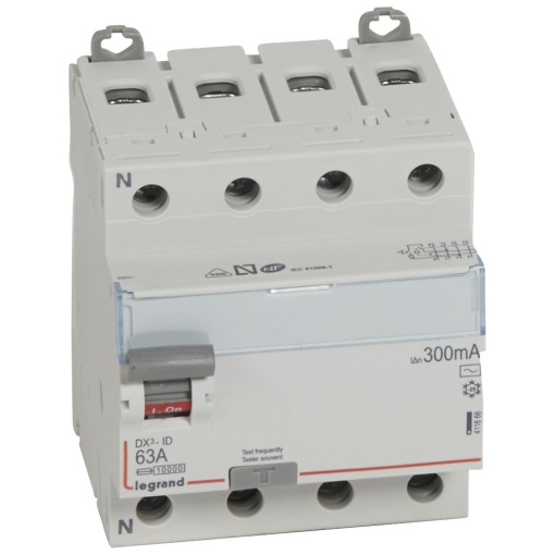 DX³-ID - Interruptor diferencial - 4P - 400 V- 63A 300mA Tipo AC