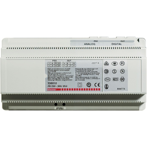 Alimentador para áudio e vídeo analógico - para 8 fios - 10 módulos DIN