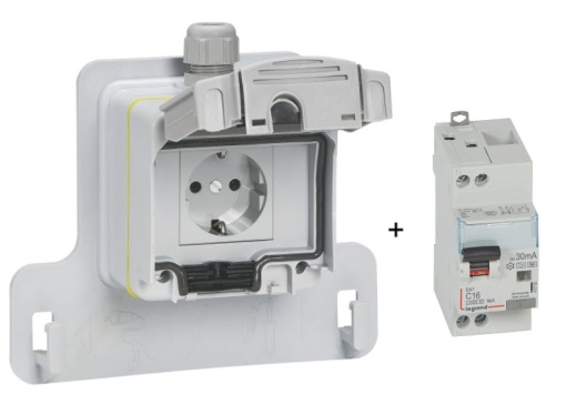 Green up Access - kit com tomada, suporte e disjuntor diferencial