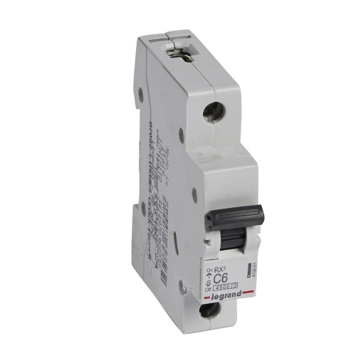 RX3 Disjuntor unipolar 6A 230400V - Curva C -Poder de corte 4,5kA - 1 mód