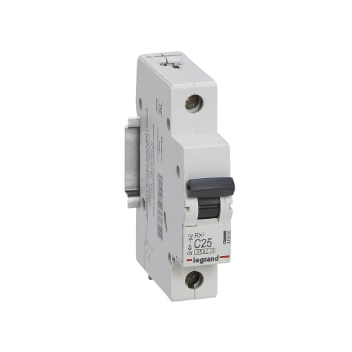 RX3 Disjuntor unipolar 25A 230400V - Curva C -Poder de corte 4,5kA - 1 mód