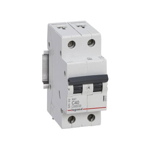 RX3 Disjuntor bipolar 2P-40A 230400V - Curva C -Poder de corte 4,5kA - 2 mód
