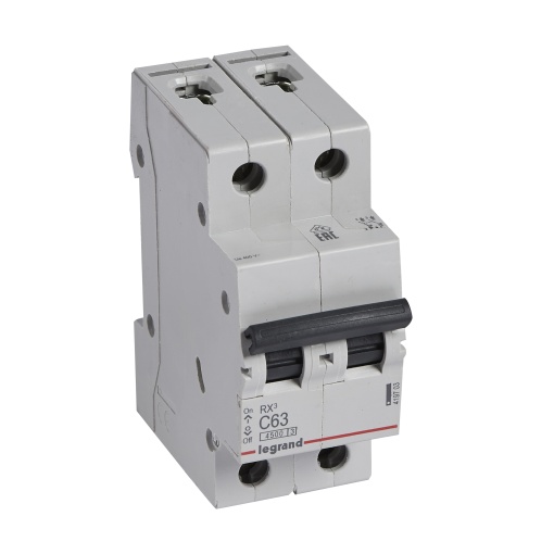 RX3 Disjuntor bipolar 2P-63A 230400V - Curva C -Poder de corte 4,5kA - 2 mód